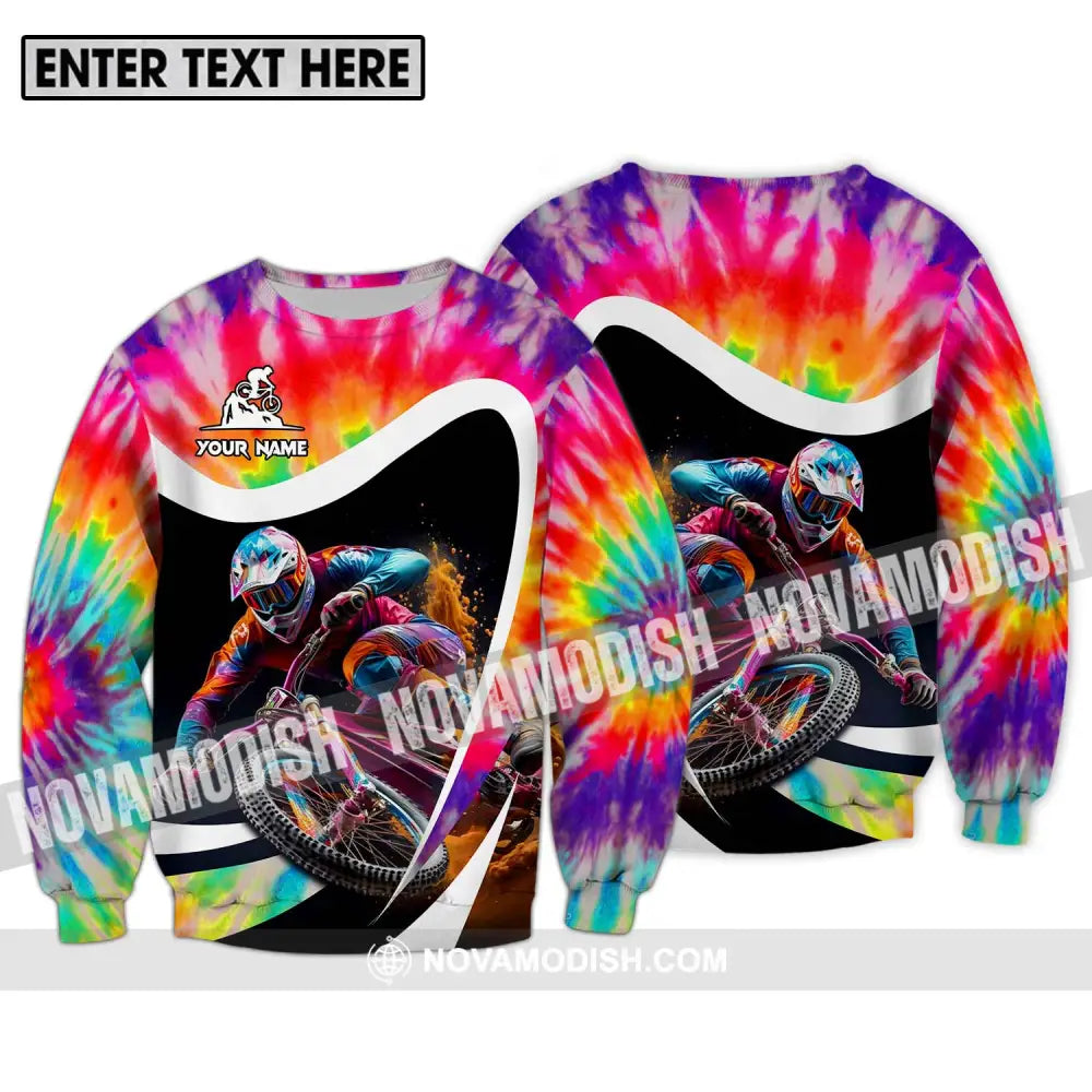 Unisex Shirt - Custom Name Mountain Bike Shirt For Player Colourful Long Sleeve / S T-shirt