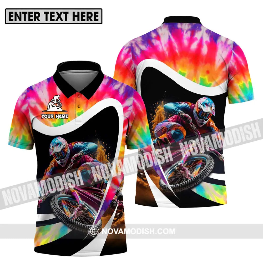Unisex Shirt - Custom Name Mountain Bike Shirt For Player Colourful Polo Shirt / S T-shirt