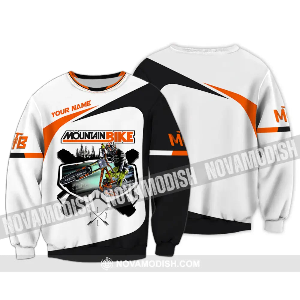 Unisex Shirt - Custom Name Mountain Bike Shirt For Player Cool Icon Long Sleeve / S T-shirt
