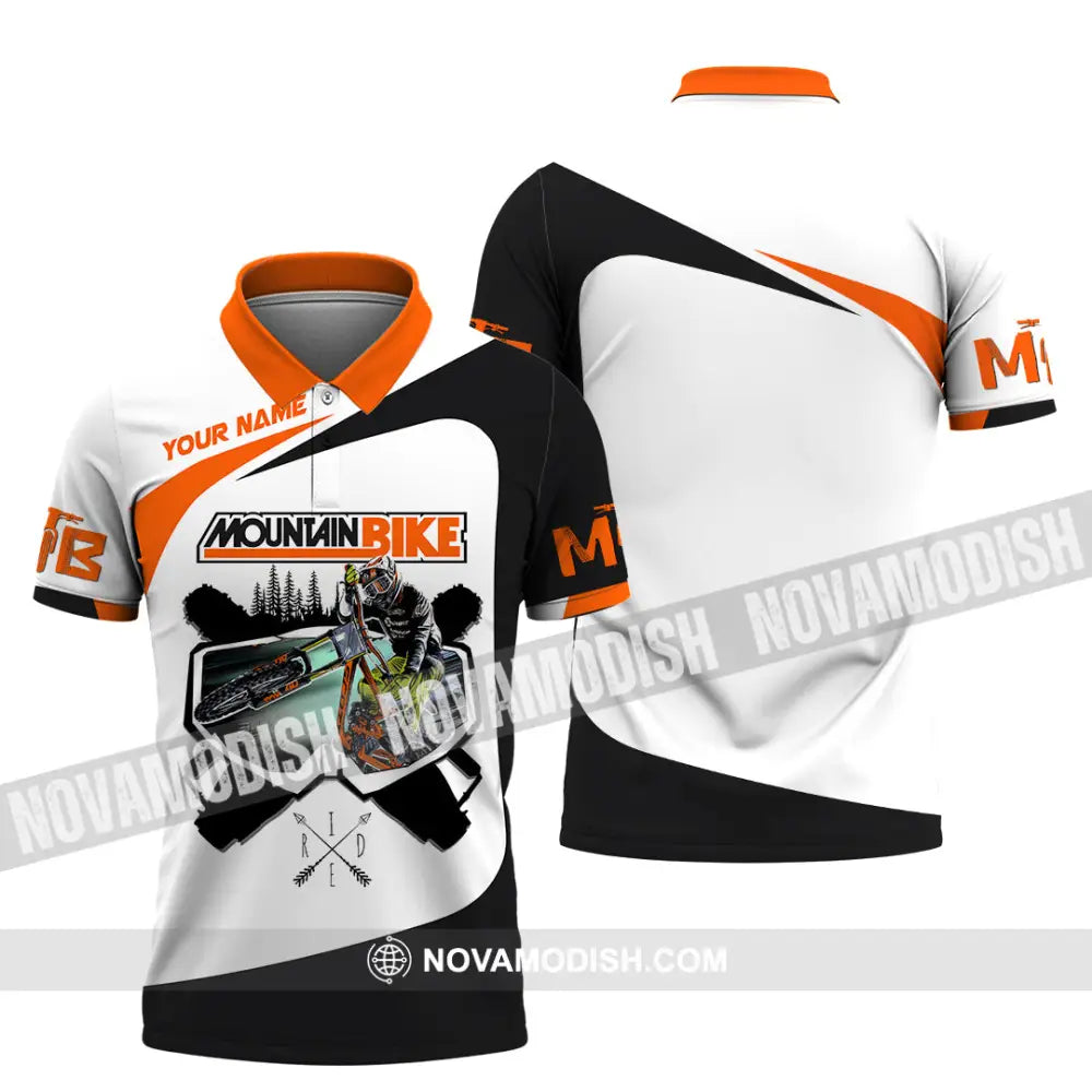Unisex Shirt - Custom Name Mountain Bike Shirt For Player Cool Icon Polo Shirt / S T-shirt