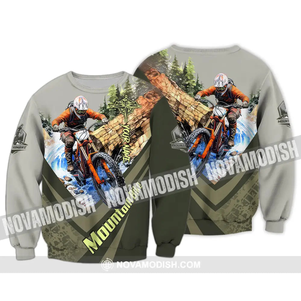 Unisex Shirt - Custom Name Mountain Bike Shirt For Player Forest Icon Long Sleeve / S T-shirt
