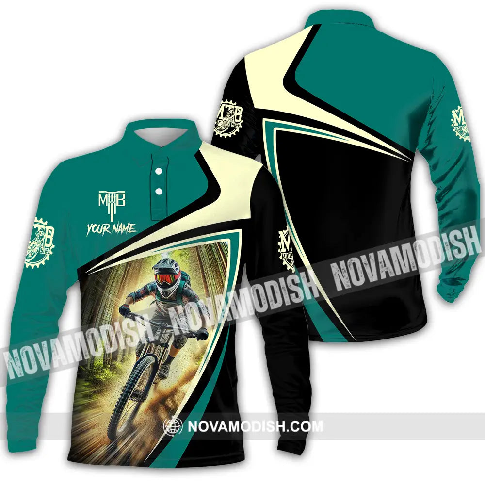 Unisex Shirt - Custom Name Mountain Bike Shirt For Player Icon Long Sleeve Polo / S T-shirt