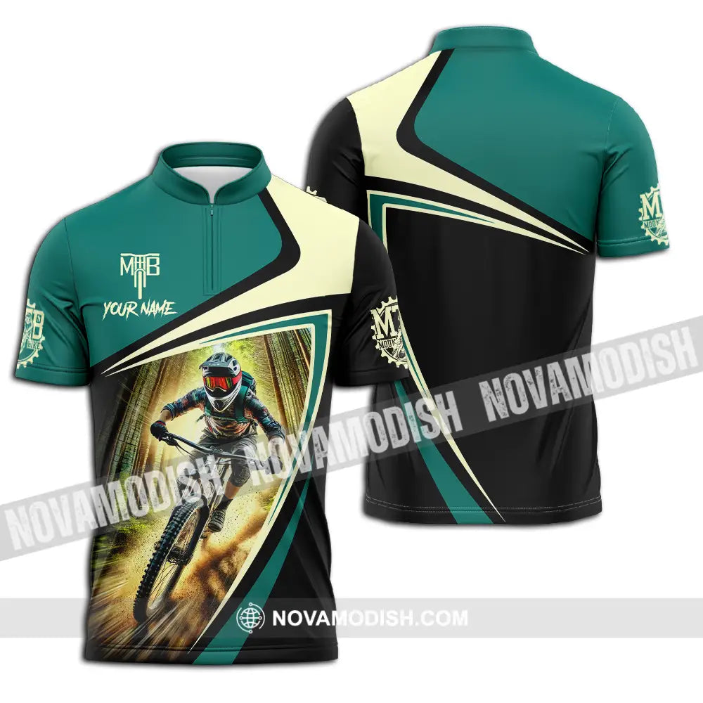 Unisex Shirt - Custom Name Mountain Bike Shirt For Player Icon Zipper Polo Shirt / S T-shirt