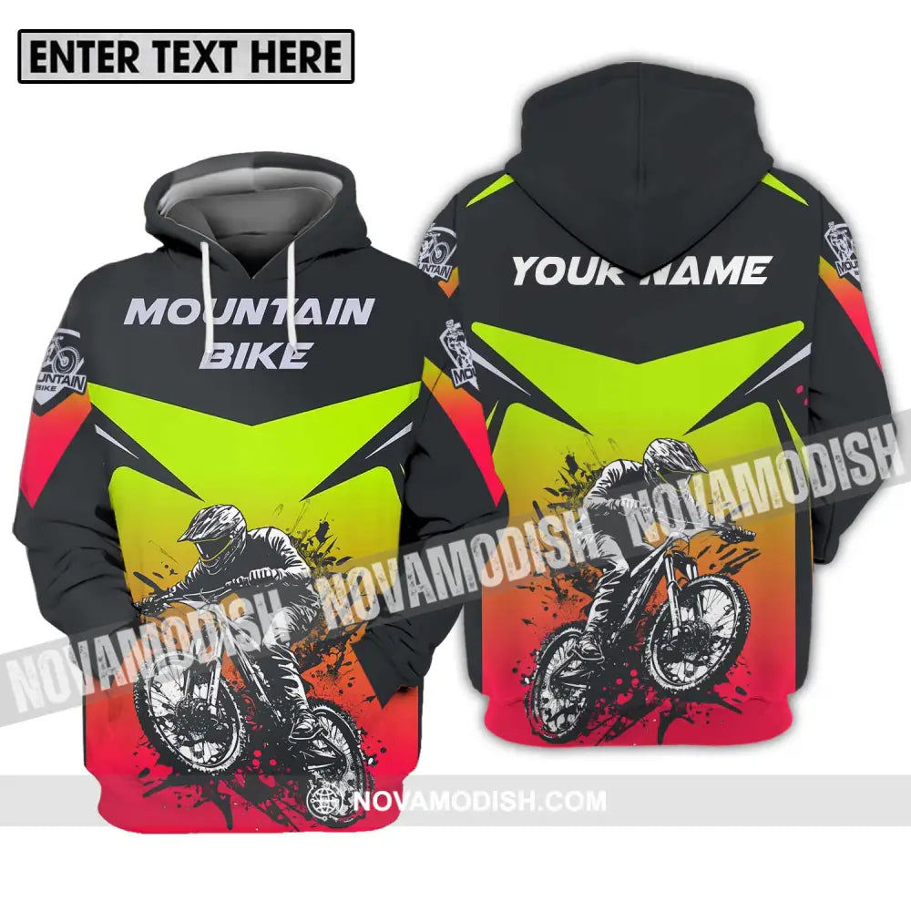 Unisex Shirt - Custom Name Mountain Bike Shirt For Player Three Color Hoodie / S T-shirt