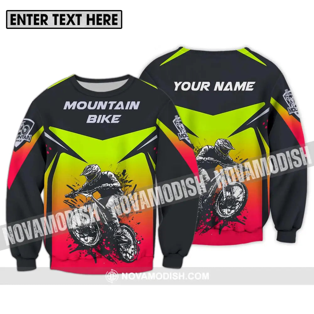 Unisex Shirt - Custom Name Mountain Bike Shirt For Player Three Color Long Sleeve / S T-shirt