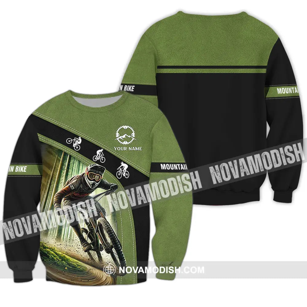 Unisex Shirt - Custom Name Mountain Bike Shirt Forest Mountain Bike Player Long Sleeve / S T-shirt