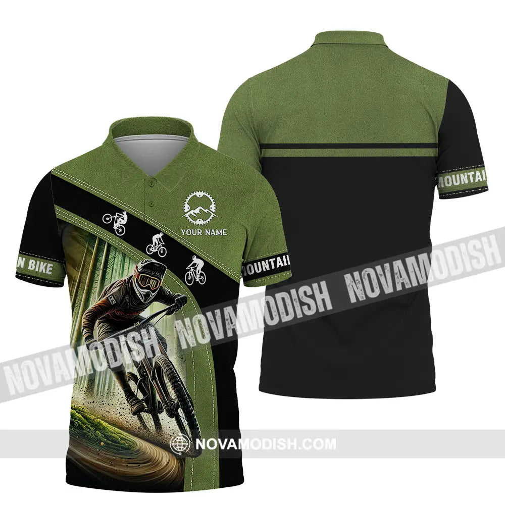 Unisex Shirt - Custom Name Mountain Bike Shirt Forest Mountain Bike Player Polo Shirt / S T-shirt