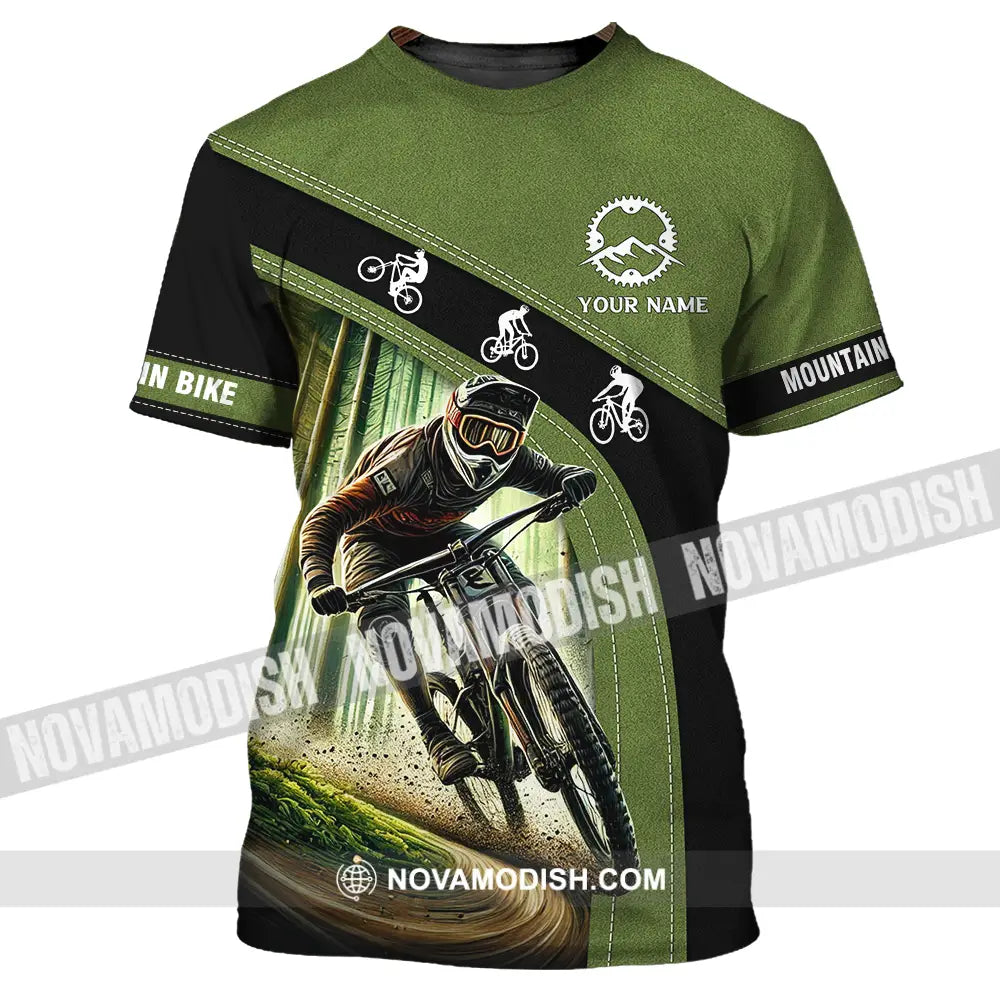 Unisex Shirt - Custom Name Mountain Bike Shirt Forest Mountain Bike Player T-Shirt / S T-shirt