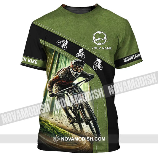 Unisex Shirt - Custom Name Mountain Bike Shirt Forest Mountain Bike Player T-Shirt / S T-shirt