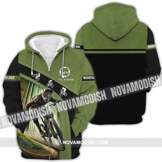 Unisex Shirt - Custom Name Mountain Bike Shirt Forest Mountain Bike Player Zipper Hoodie / S T-shirt