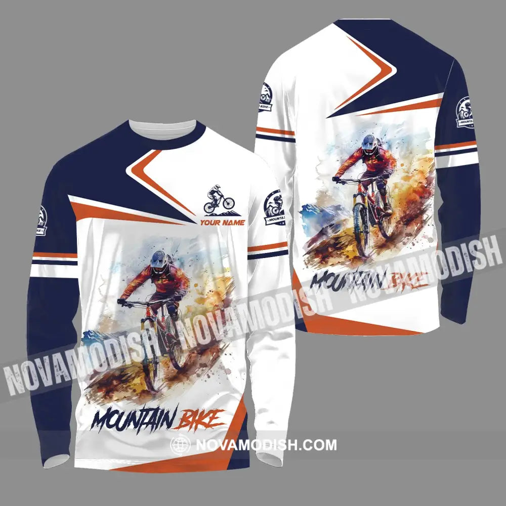 Unisex Shirt - Custom Name Mountain Bike Shirt Mountain Bike Player Long Sleeve Shirt / S T-shirt