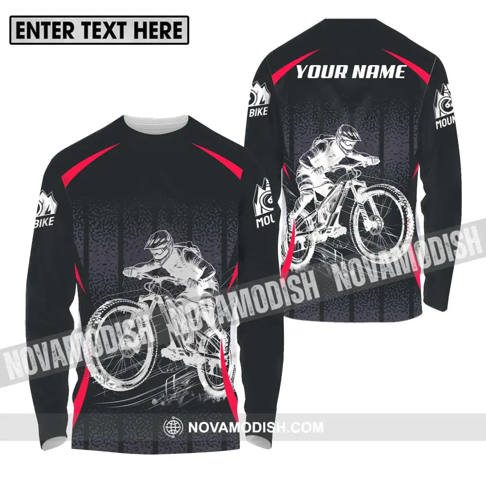 Unisex Shirt - Custom Name Mountain Bike Player Sport Shirt Long Sleeve Shirt / S T-shirt