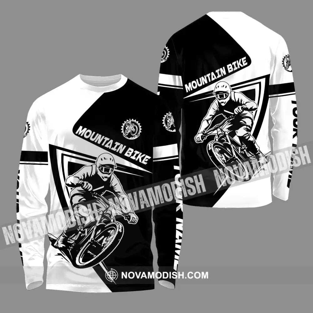Unisex Shirt - Custom Name Mountain Bike Player Sport Shirt Motobike Long Sleeve Shirt / S T-shirt