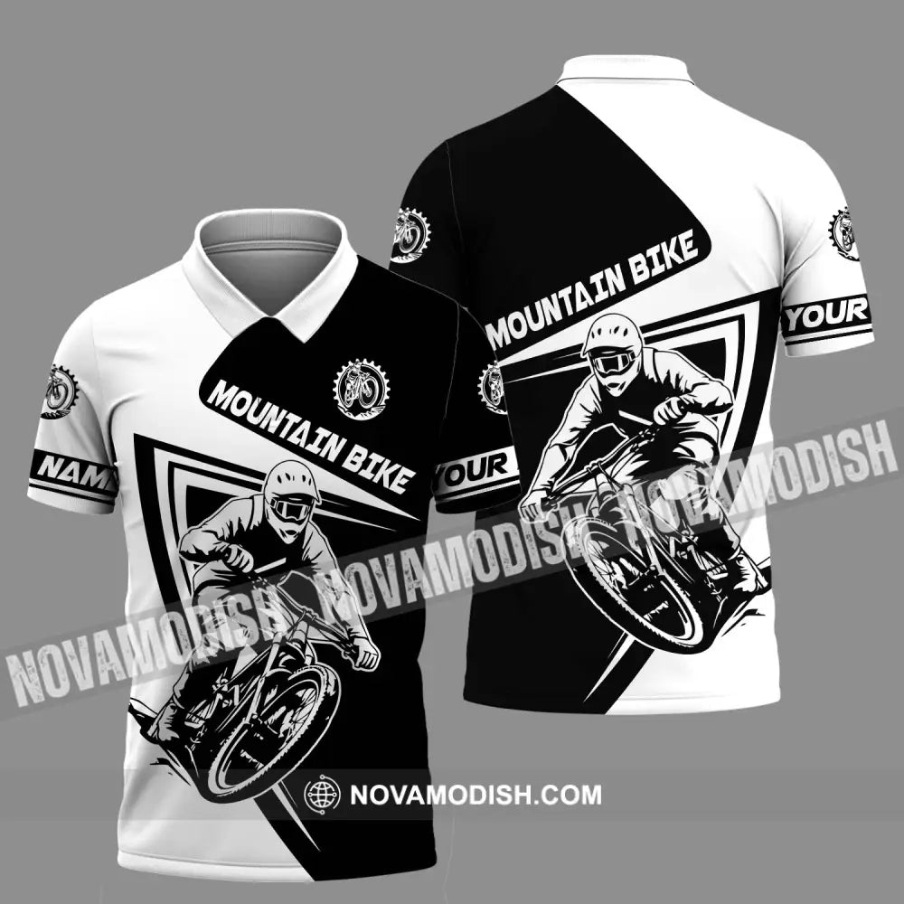 Unisex Shirt - Custom Name Mountain Bike Player Sport Shirt Motobike Polo Shirt / S T-shirt
