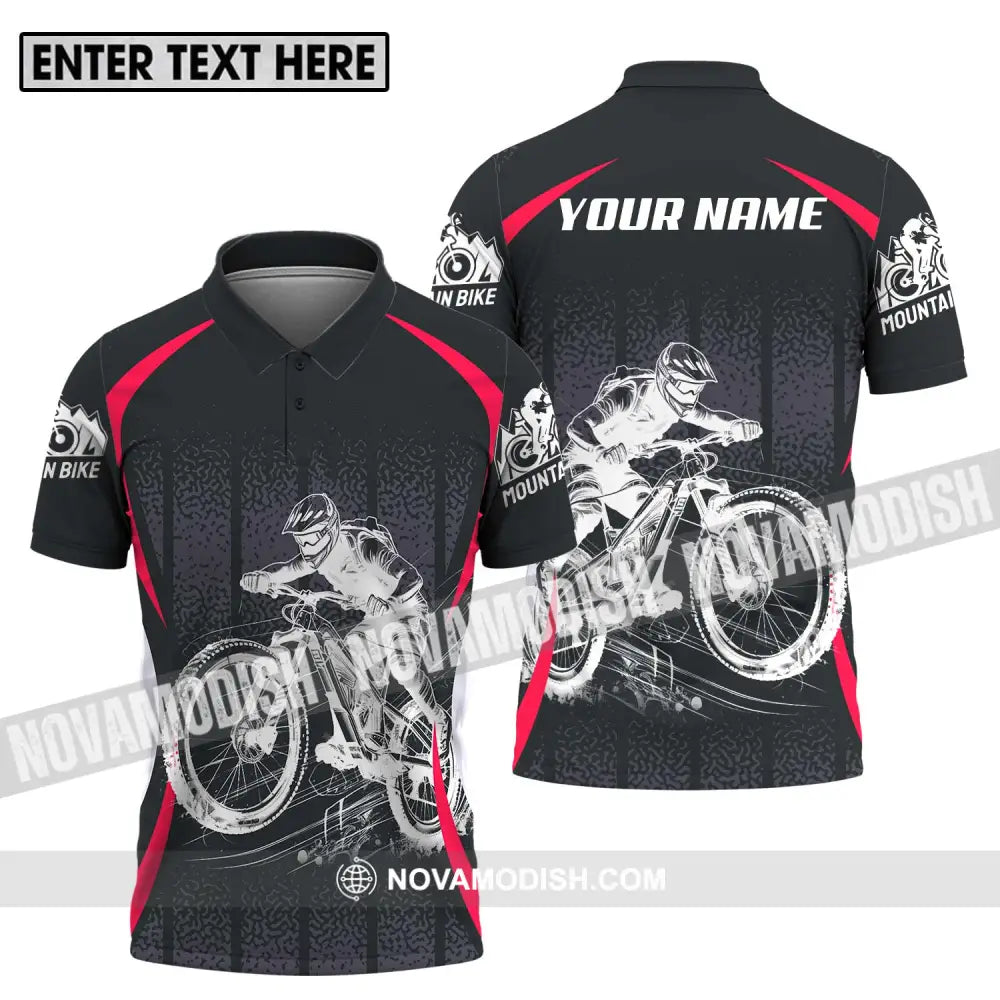 Unisex Shirt - Custom Name Mountain Bike Player Sport Shirt Polo Shirt / S T-shirt
