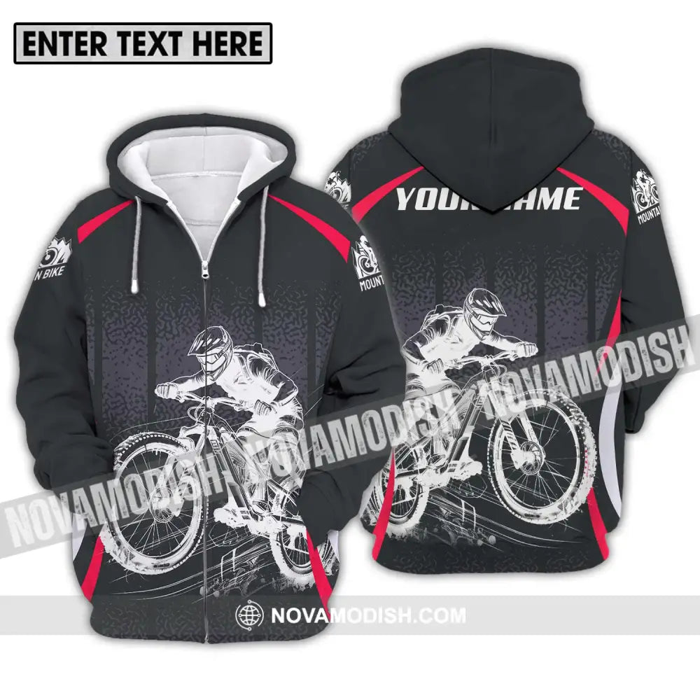 Unisex Shirt - Custom Name Mountain Bike Player Sport Shirt Zipper Hoodie / S T-shirt