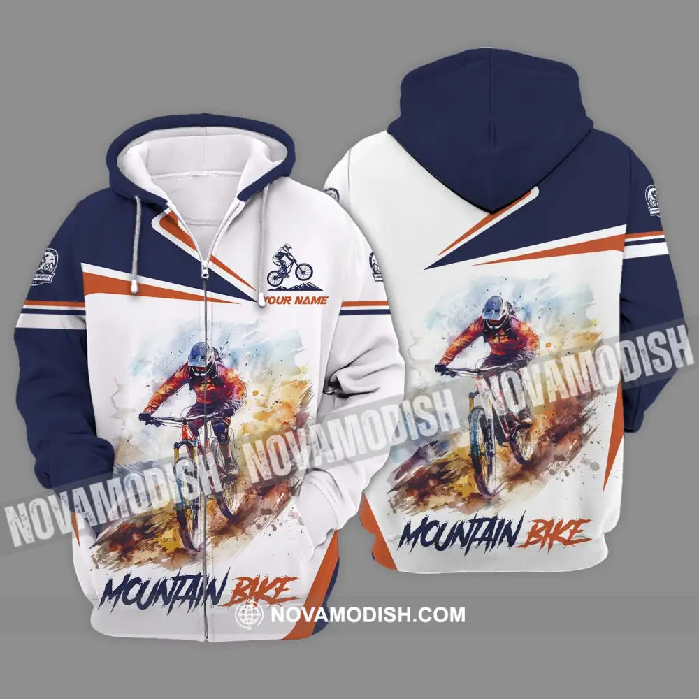 Unisex Shirt - Custom Name Mountain Bike Shirt Mountain Bike Player Zipper Hoodie / S T-shirt