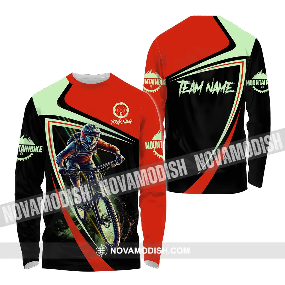 Unisex Shirt - Custom Name Mountain Bike Sport Shirt Biker Long Sleeve Shirt / S T-shirt