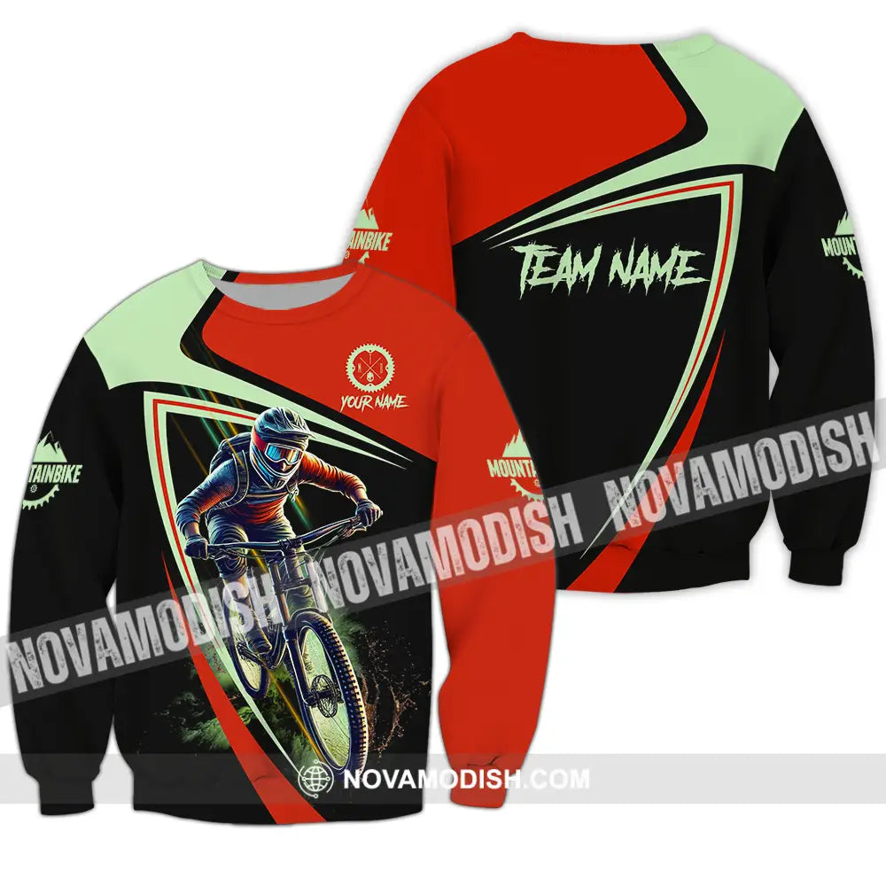 Unisex Shirt - Custom Name Mountain Bike Sport Shirt Biker Long Sleeve / S T-shirt