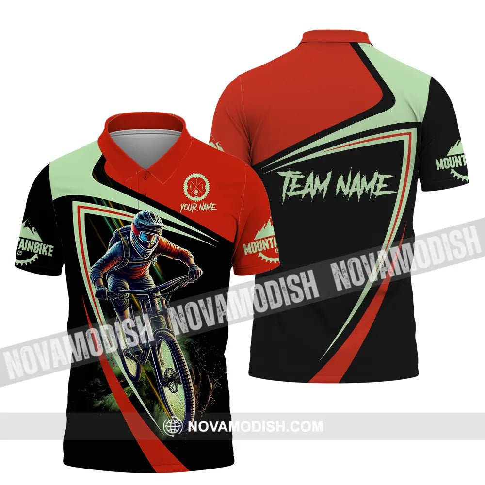 Unisex Shirt - Custom Name Mountain Bike Sport Shirt Biker Polo Shirt / S T-shirt