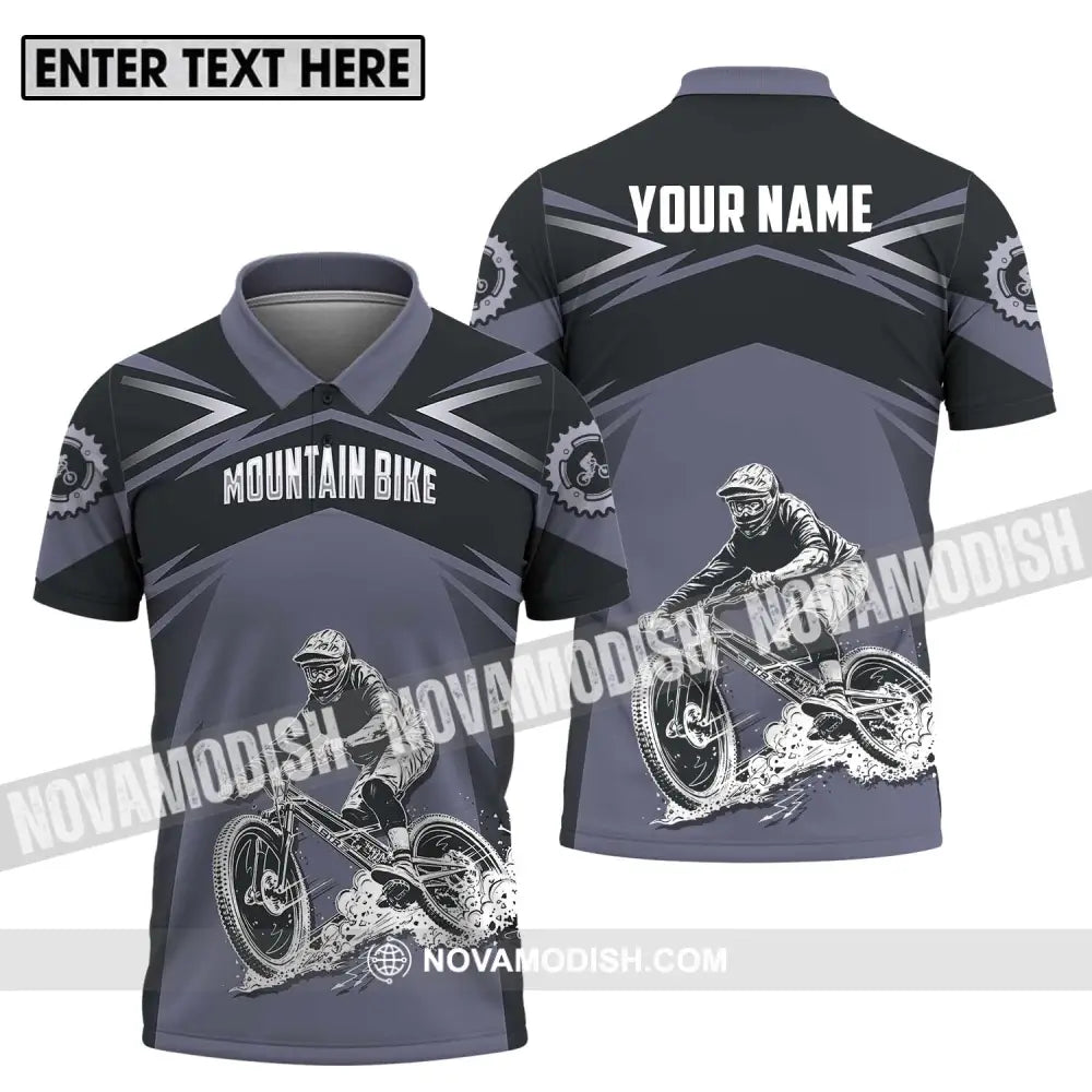 Unisex Shirt - Custom Name Mountain Bike Sport Shirt Classic Design Polo Shirt / S T-shirt