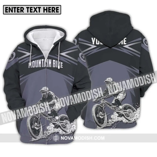 Unisex Shirt - Custom Name Mountain Bike Sport Shirt Classic Design Zipper Hoodie / S T-shirt