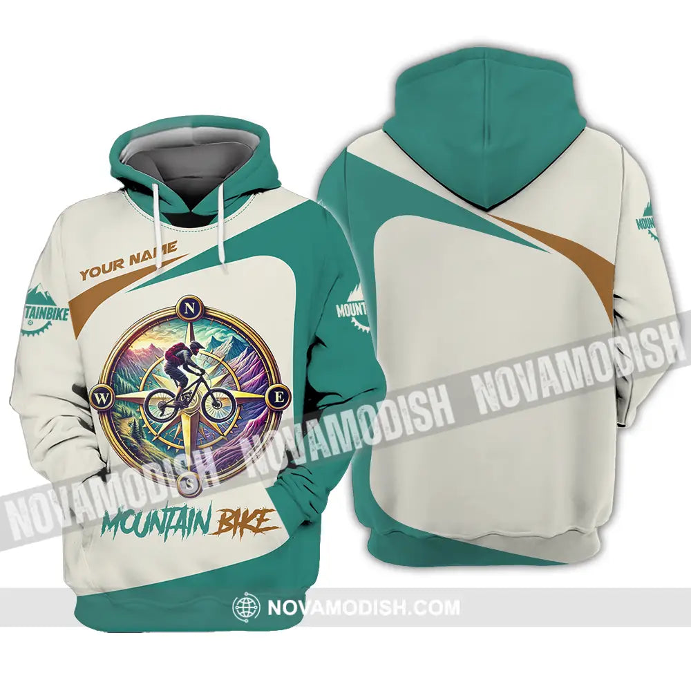 Unisex Shirt - Custom Name Mountain Bike Sport Shirt Compass Biker Hoodie / S T-shirt