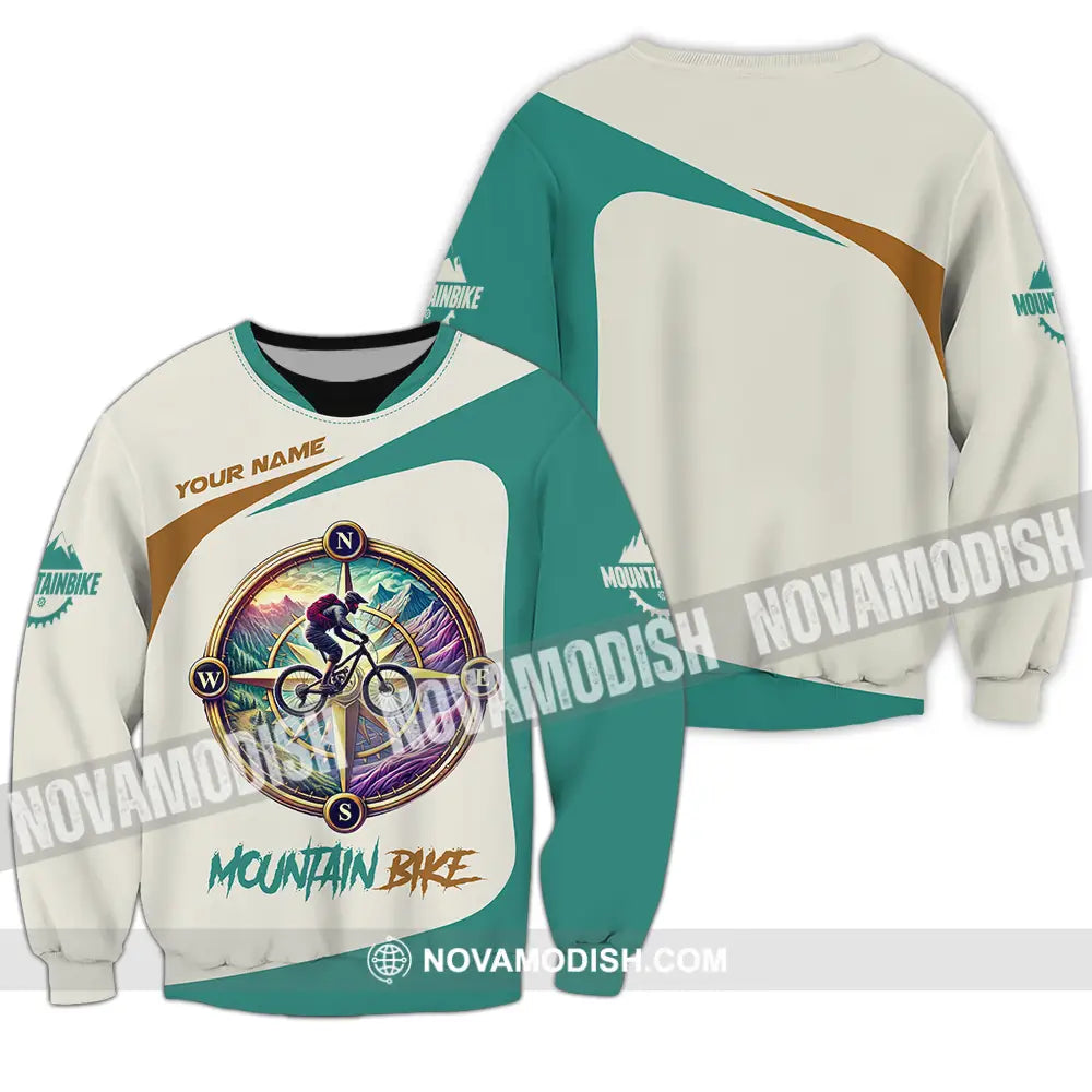 Unisex Shirt - Custom Name Mountain Bike Sport Shirt Compass Biker Long Sleeve / S T-shirt