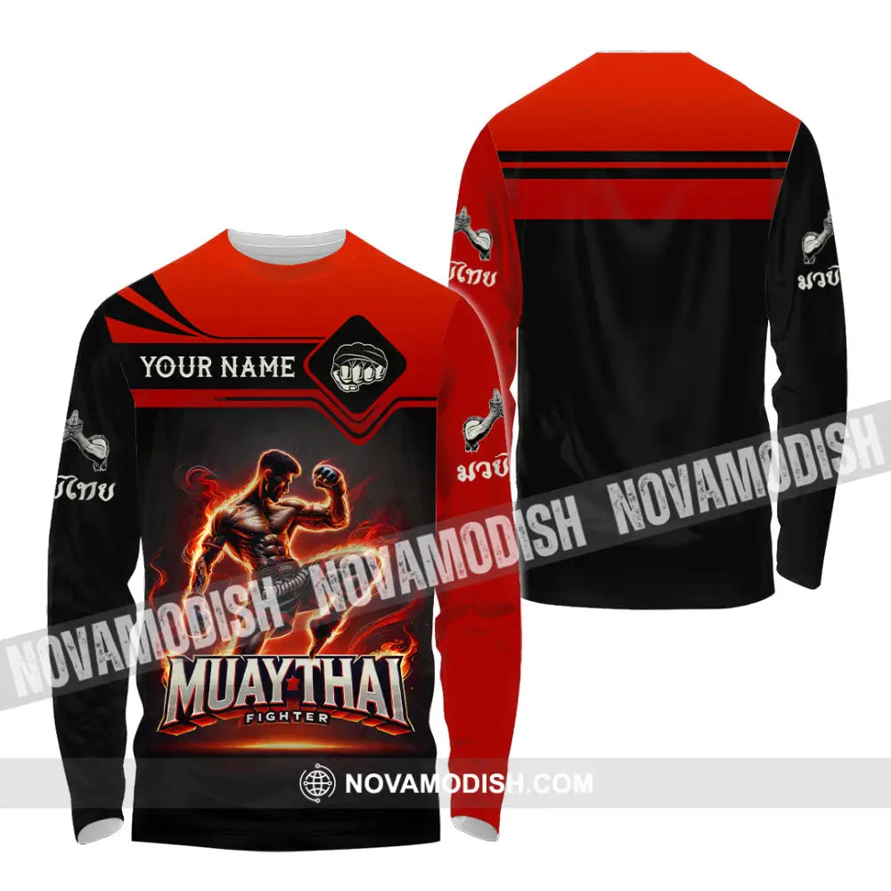 Unisex Shirt Custom Name Muay Thai Polo Long Sleeve Gift / S T-Shirt