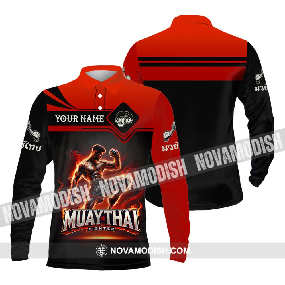 Unisex Shirt Custom Name Muay Thai Polo Long Sleeve Gift / S T-Shirt