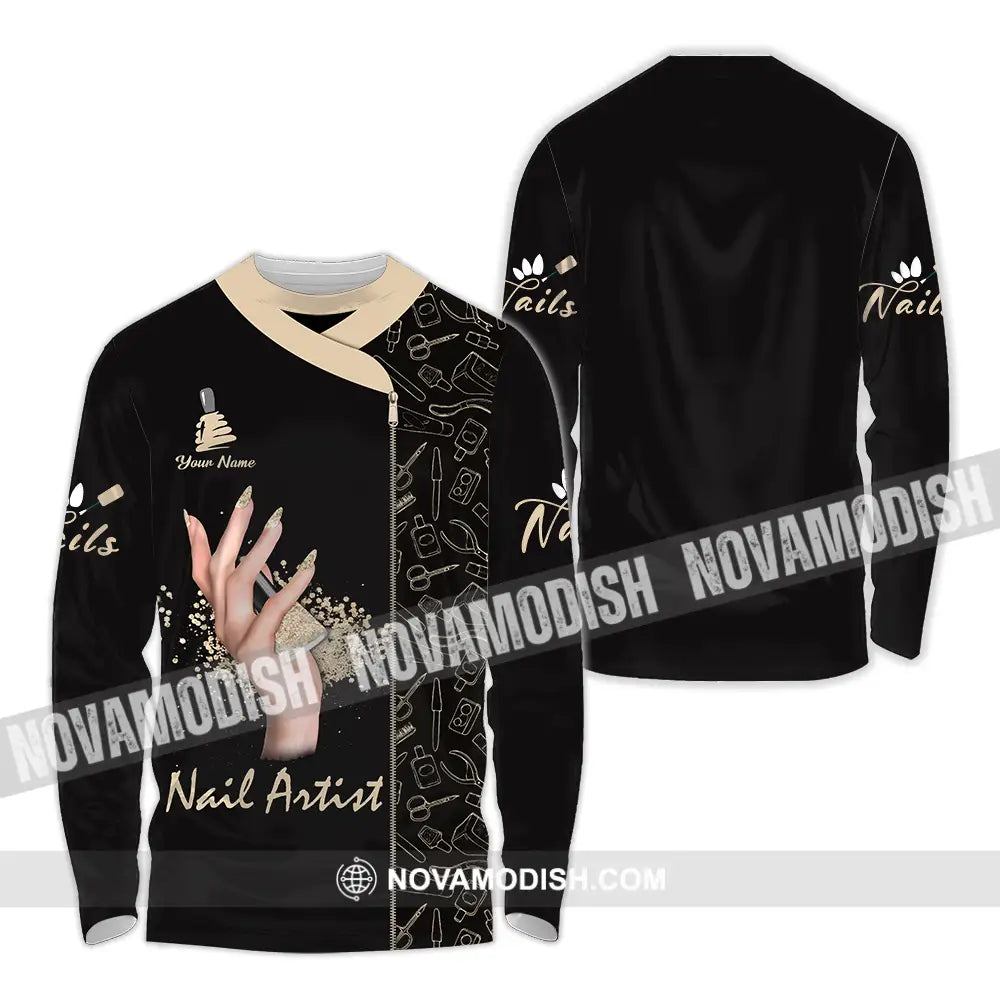 Unisex Shirt - Custom Name Shirt Nail Artist Long Sleeve Shirt / S T-shirt