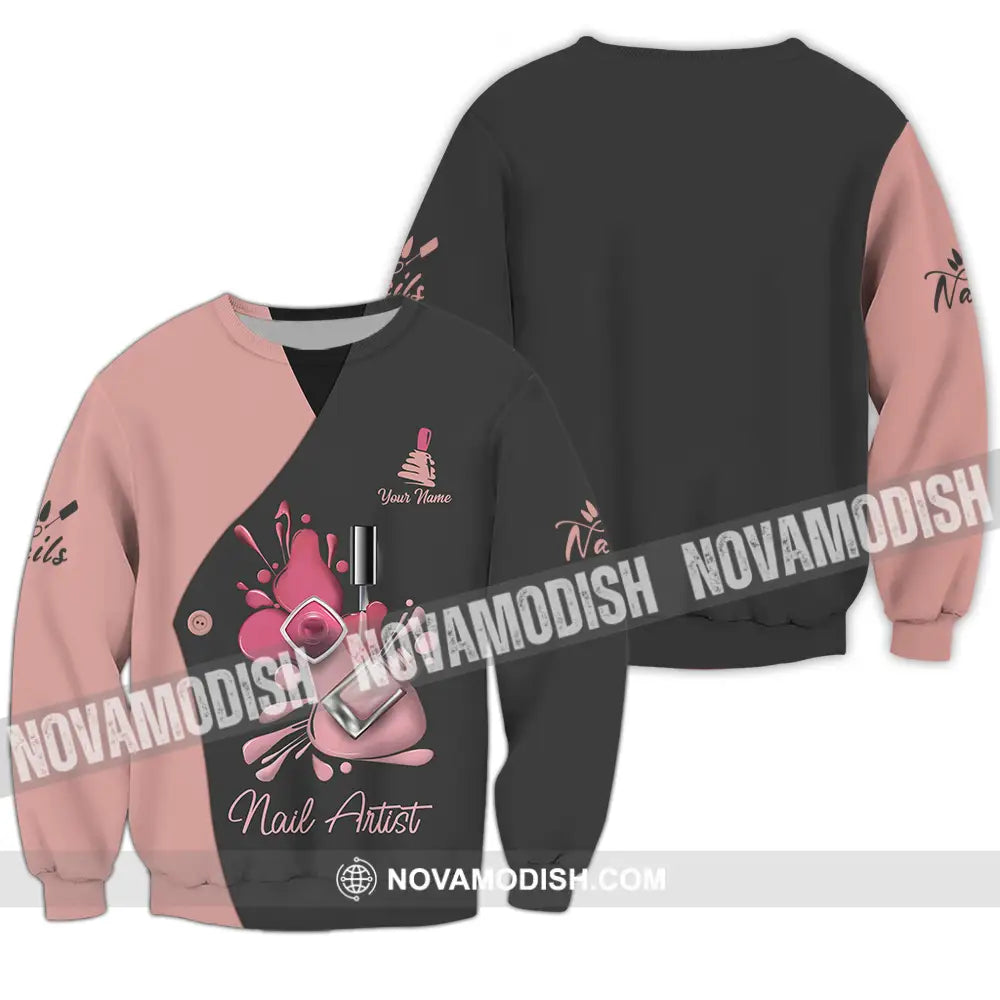Unisex Shirt - Custom Name Shirt Nail Artist Nude Gel Color Long Sleeve / S T-shirt