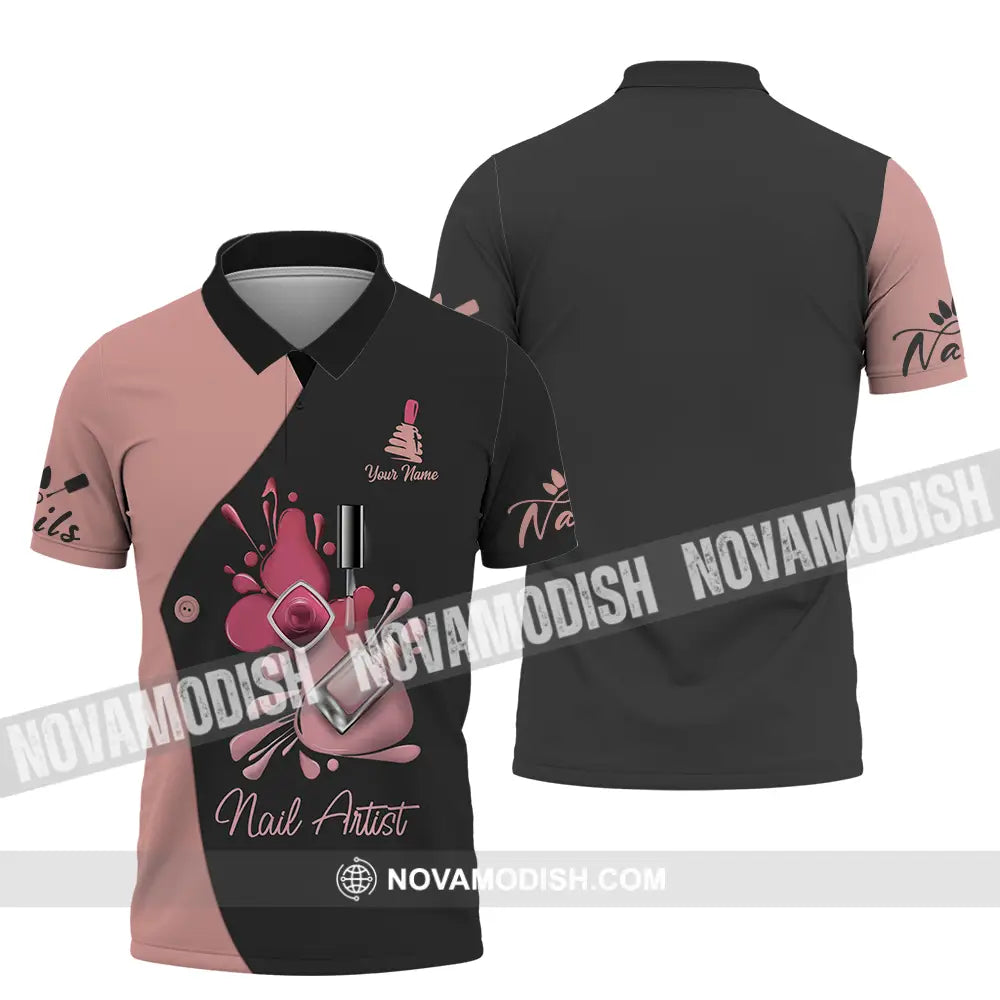 Unisex Shirt - Custom Name Shirt Nail Artist Nude Gel Color Polo Shirt / S T-shirt