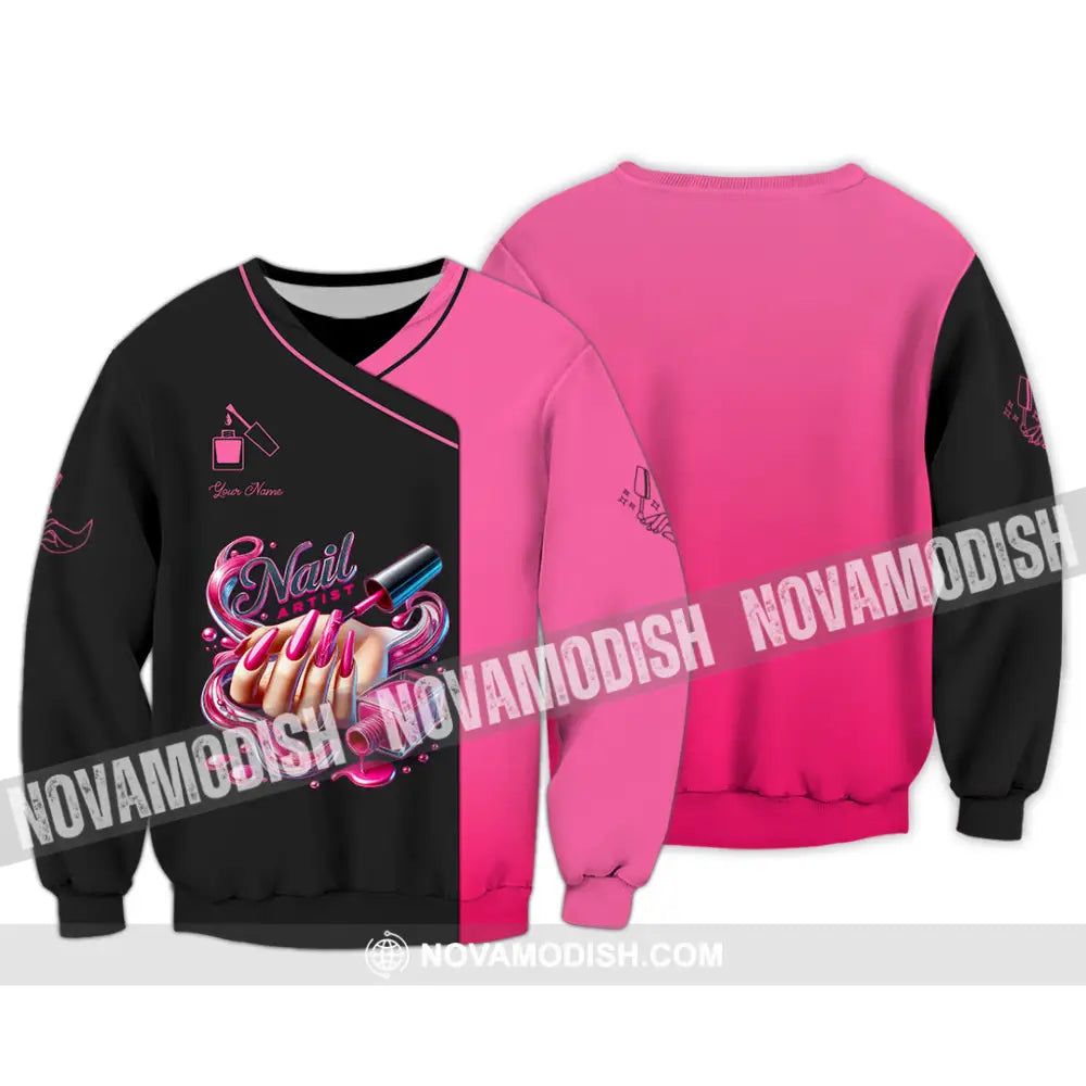 Unisex Shirt Custom Name Nail Artist Polo Long Sleeve / S T-Shirt