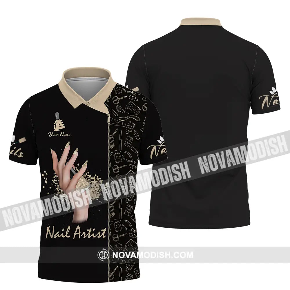 Unisex Shirt - Custom Name Shirt Nail Artist Polo Shirt / S T-shirt