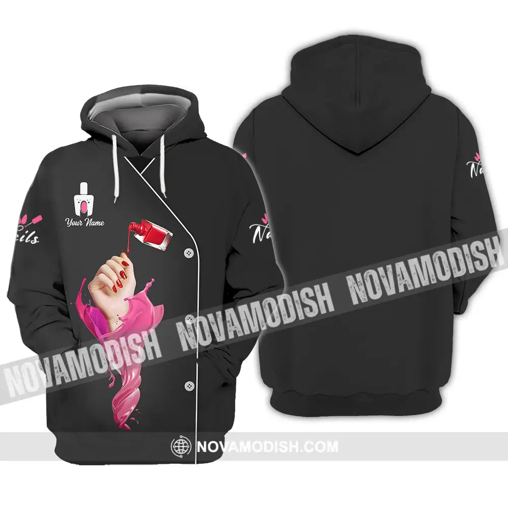 Unisex Shirt - Custom Name Shirt Nail Artist Red Nails Hoodie / S T-shirt