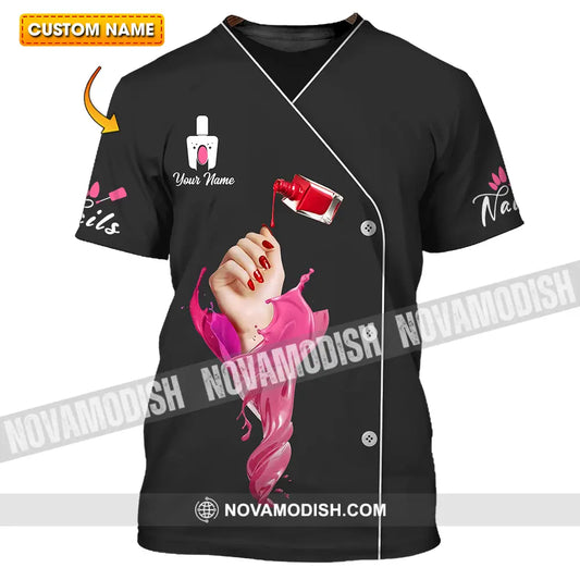 Unisex Shirt - Custom Name Shirt Nail Artist Red Nails T-shirt