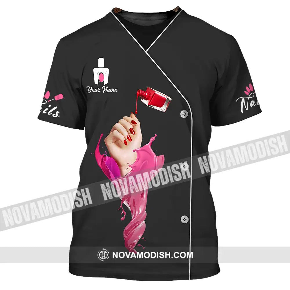 Unisex Shirt - Custom Name Shirt Nail Artist Red Nails T-Shirt / S T-shirt