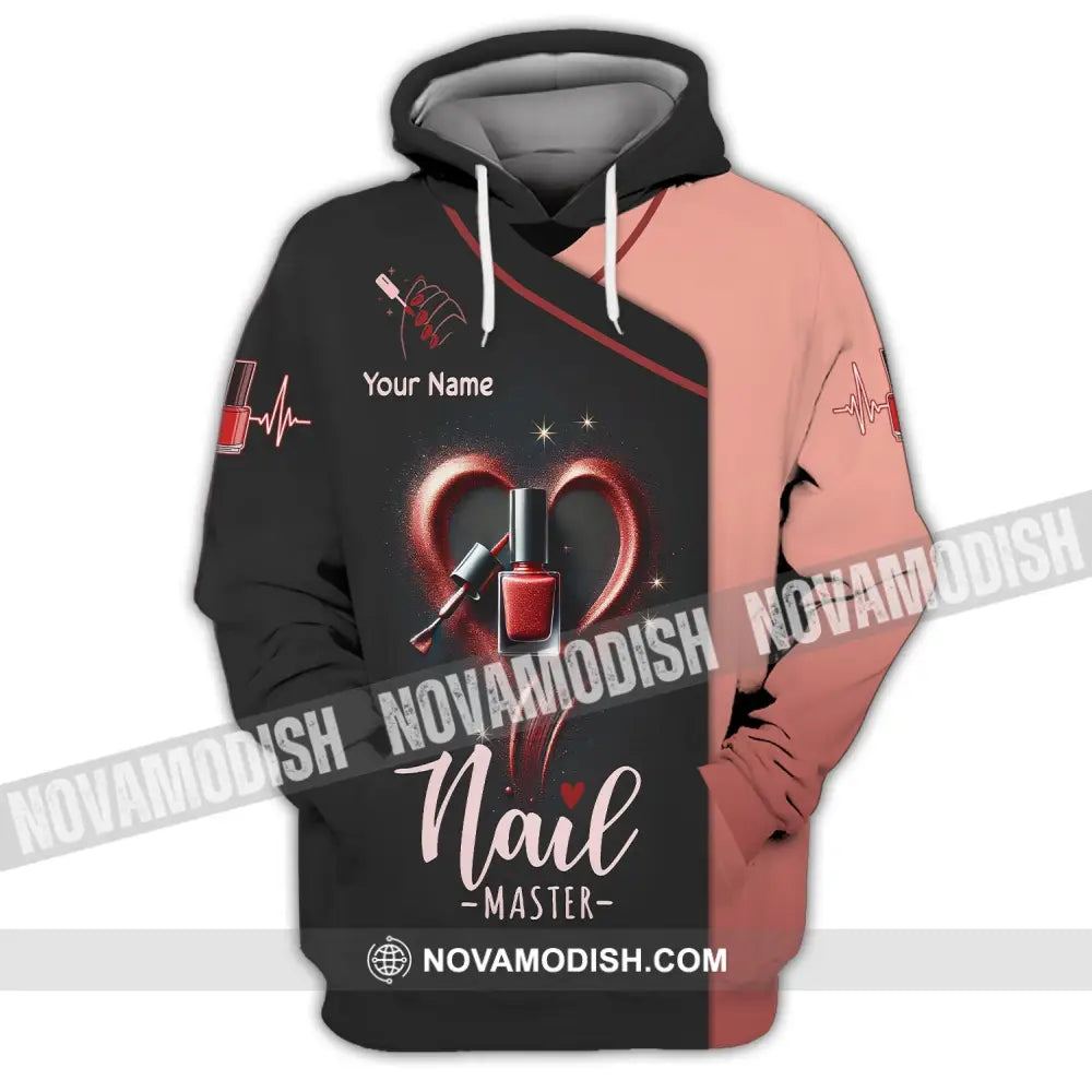 Unisex Shirt Custom Name Nail Master Artist Long Sleeve Hoodie Polo Studio Uniform / S T-Shirt