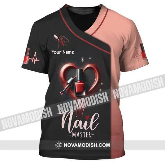Unisex Shirt Custom Name Nail Master Artist Long Sleeve Hoodie Polo Studio Uniform T-Shirt / S