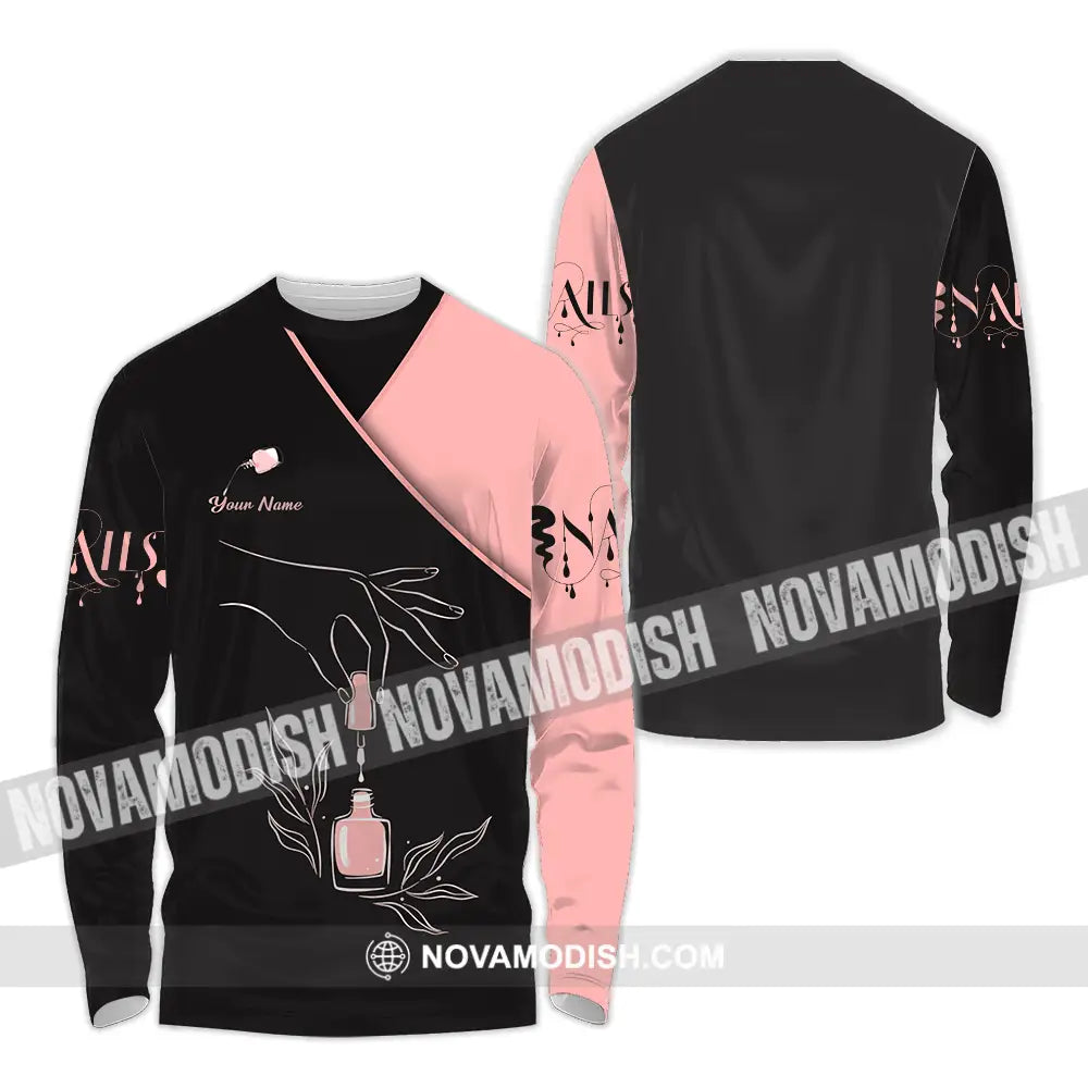 Unisex Shirt - Custom Name Shirt Nails Relax Long Sleeve Shirt / S T-shirt