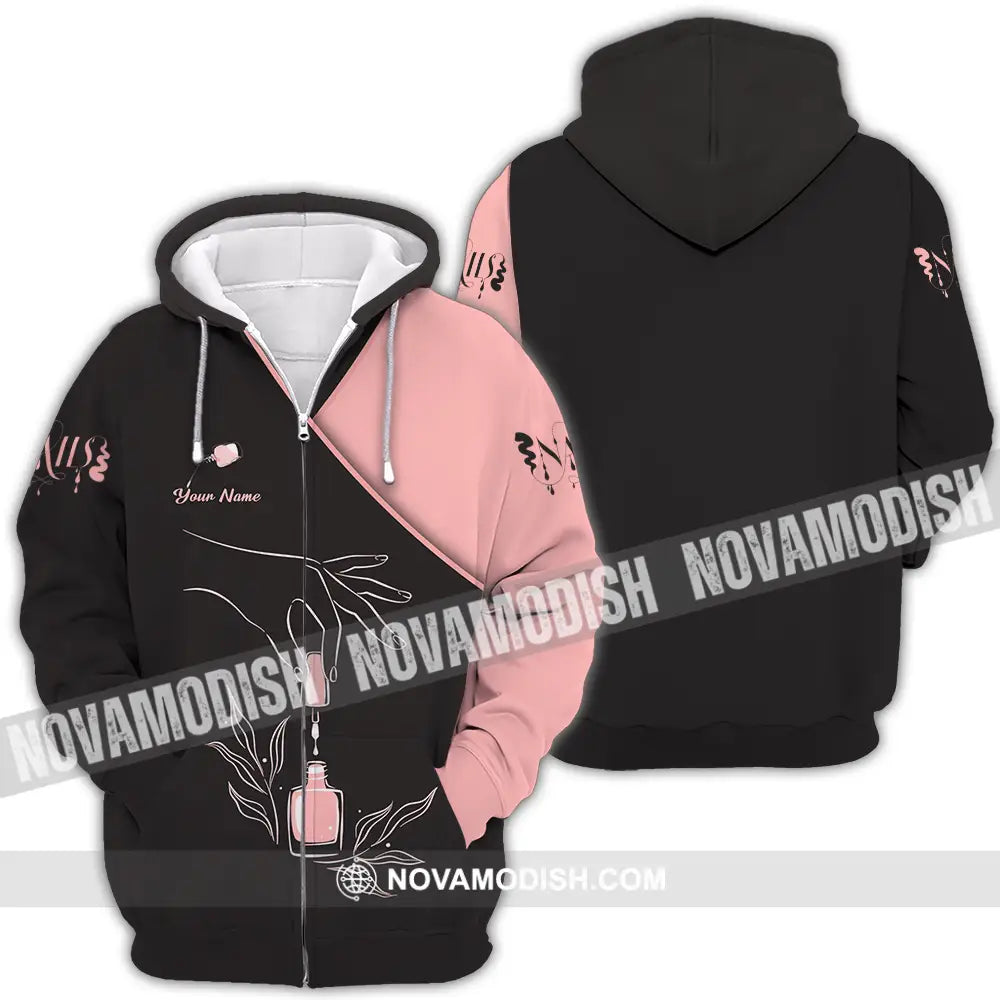 Unisex Shirt - Custom Name Shirt Nails Relax Zipper Hoodie / S T-shirt
