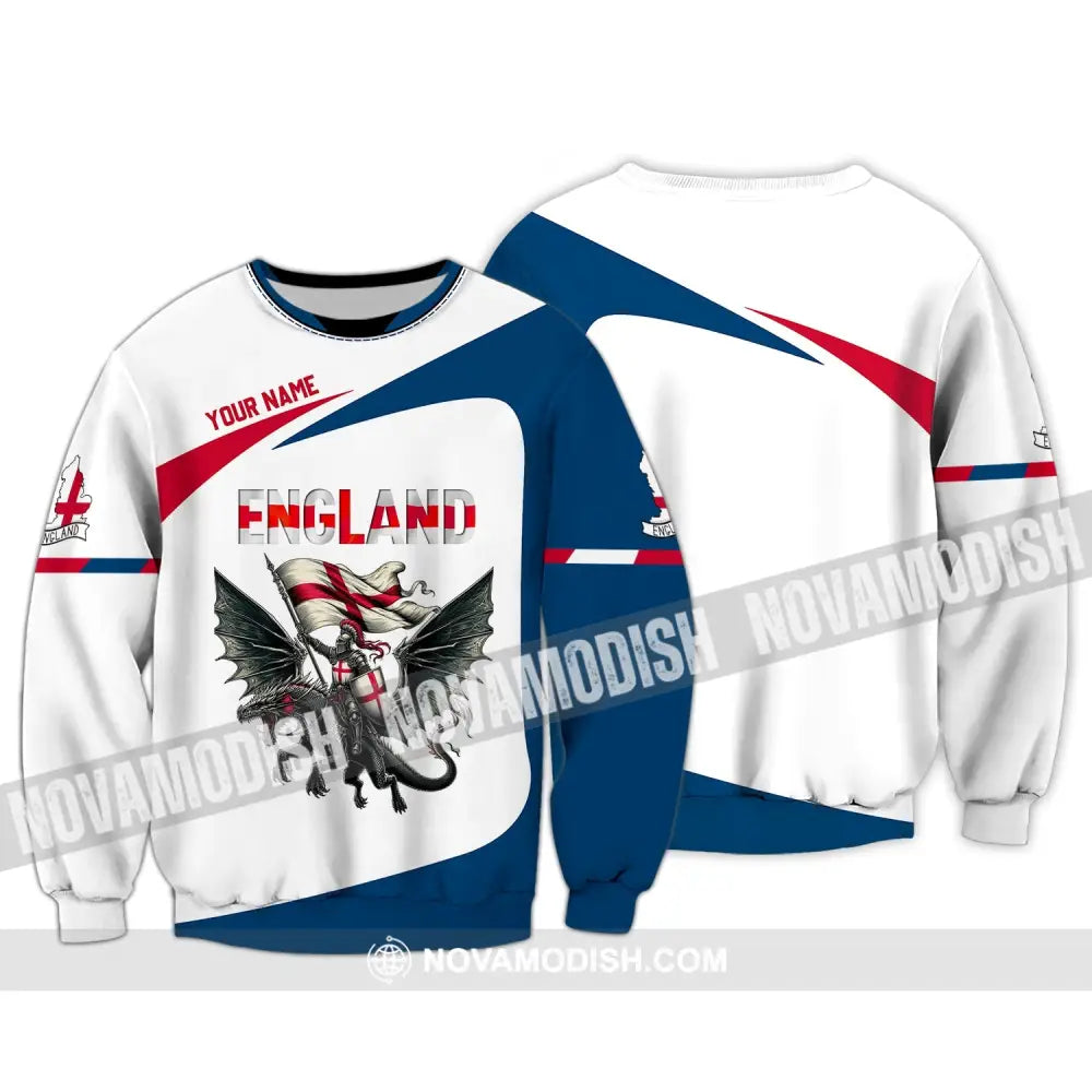 Unisex Shirt - Custom Name National Team Euro 2024 England Fly Dragon Long Sleeve / S T-Shirt