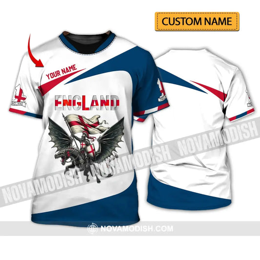 Unisex Shirt - Custom Name National Team Euro 2024 England Fly Dragon T-Shirt