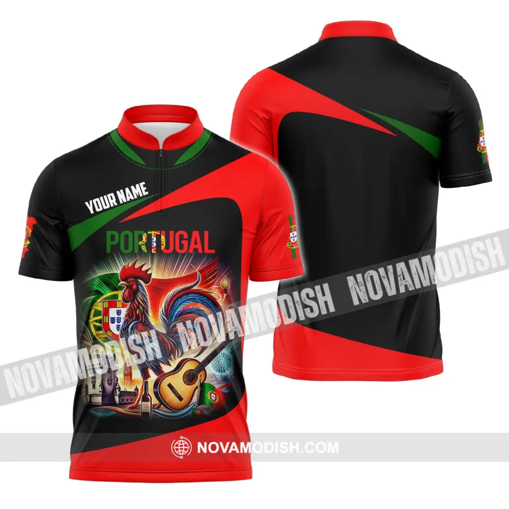 Unisex Shirt - Custom Name National Team Portugal Zipper Polo / S T-Shirt