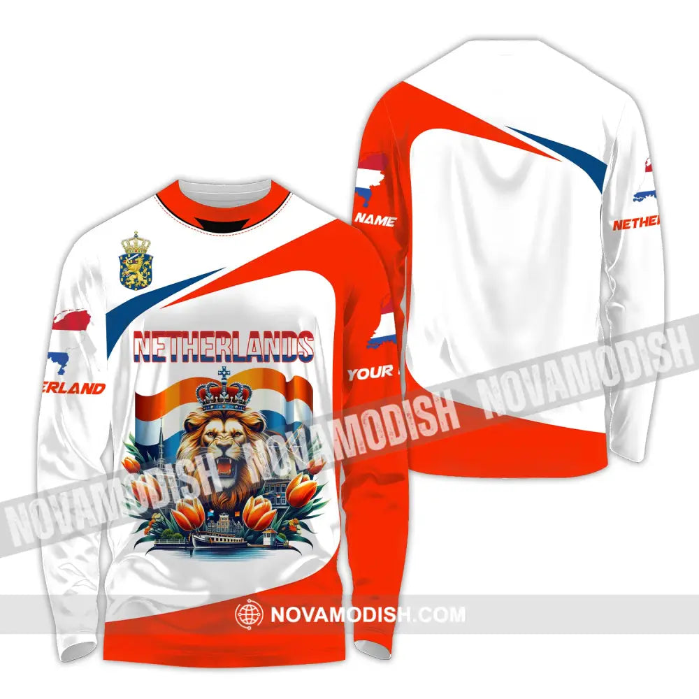 Unisex Shirt Custom Name Netherland Lover Polo Long Sleeve Gift / S T-Shirt