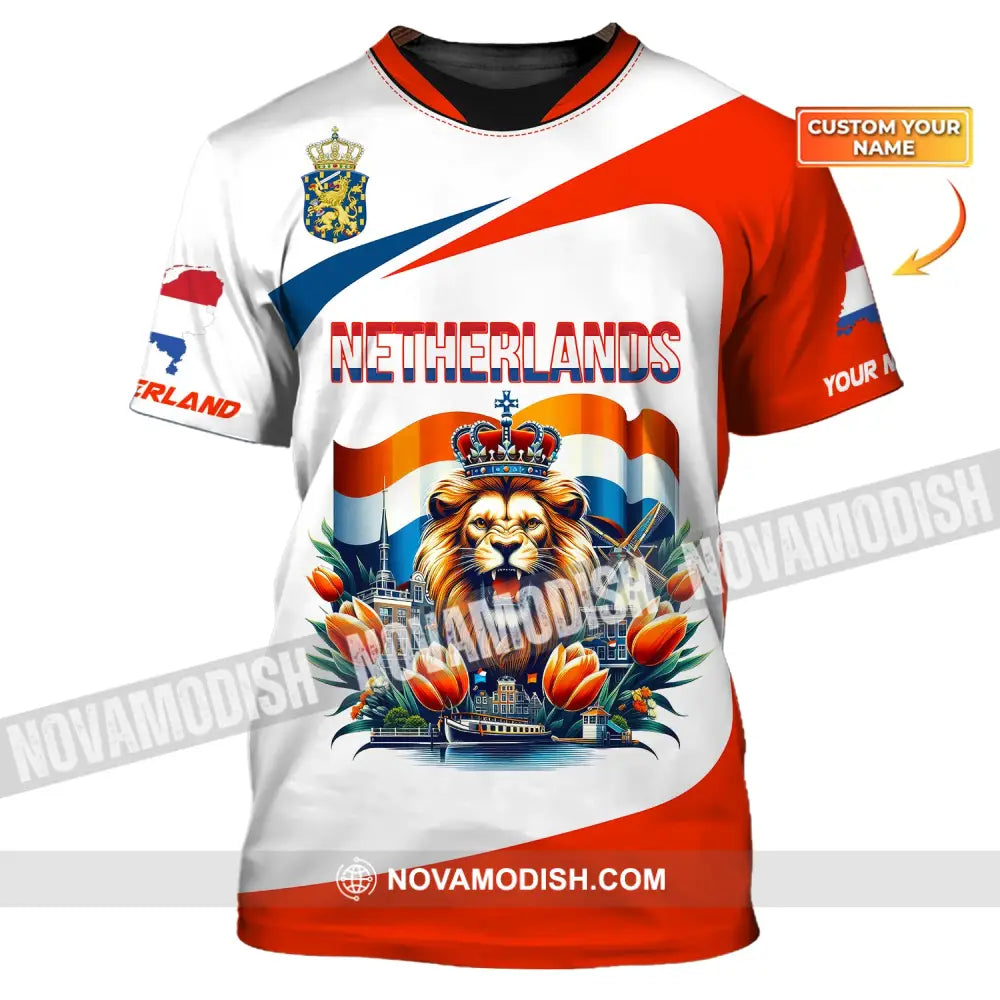 Unisex Shirt Custom Name Netherland Lover Polo Long Sleeve Gift T-Shirt