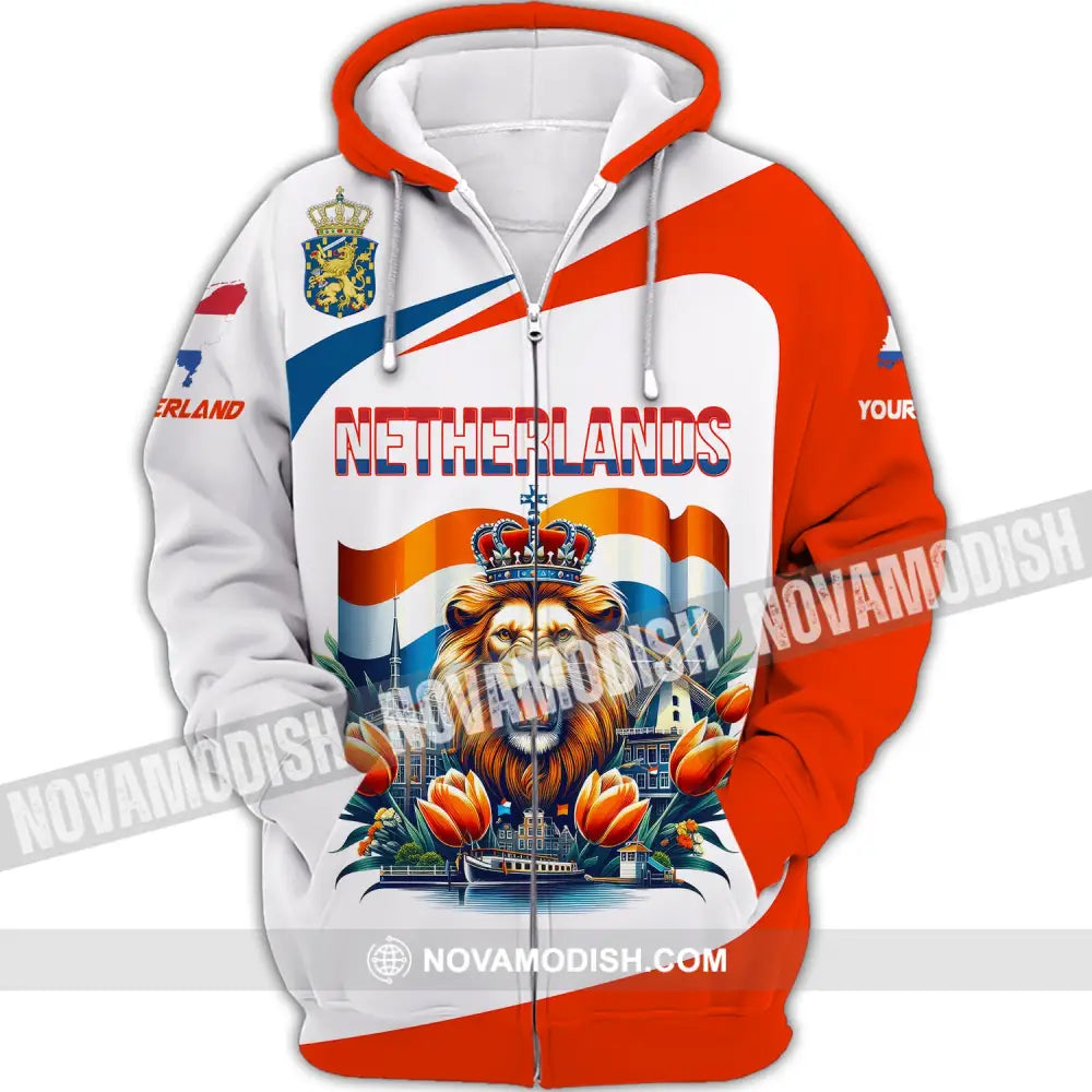 Unisex Shirt Custom Name Netherland Lover Polo Long Sleeve Gift Zipper Hoodie / S T-Shirt