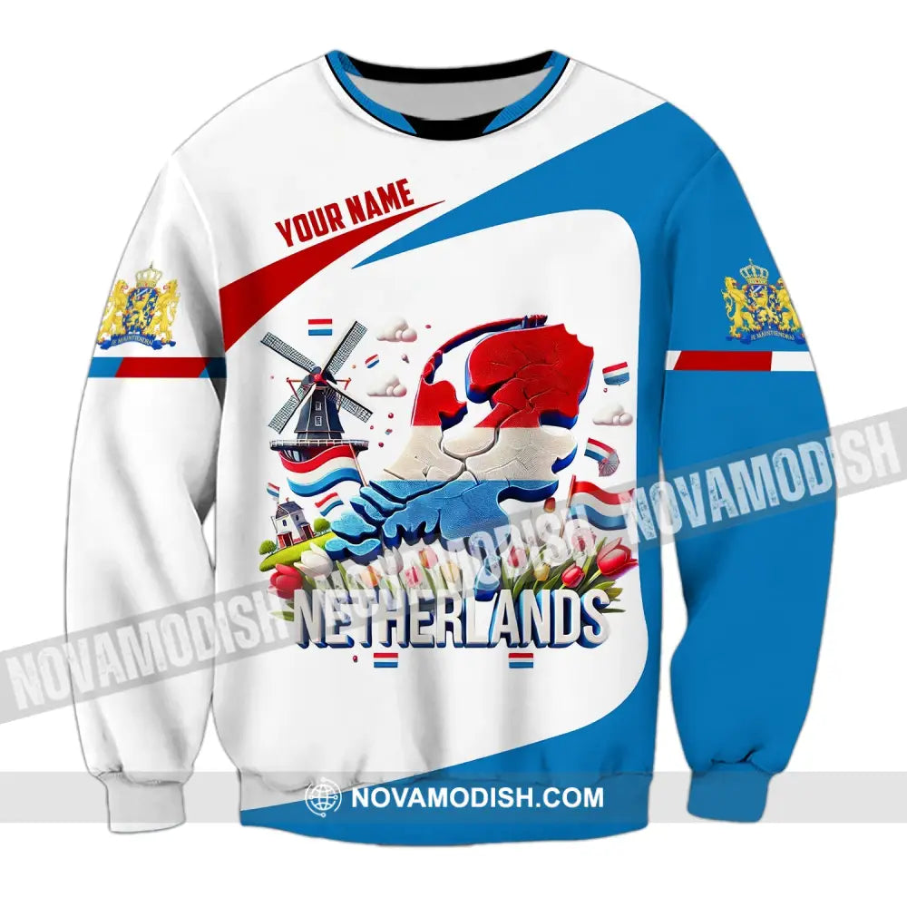 Unisex Shirt - Custom Name Netherlands Icons Long Sleeve / S T-Shirt