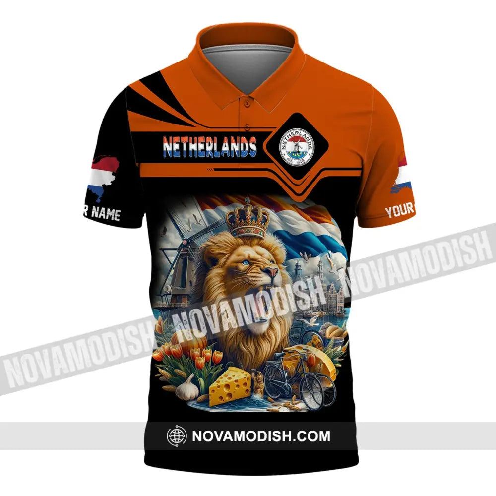 Unisex Shirt Custom Name Netherlands Polo Long Sleeve Gift / S T-Shirt